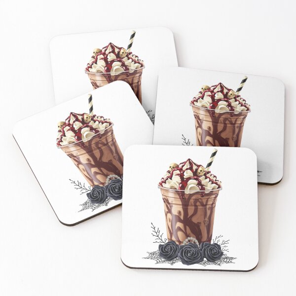 Item preview, Chocolate Milkshake with Whipped Cream, Skulls and Black Flowers Sticker designed and sold by FestivityFinds.