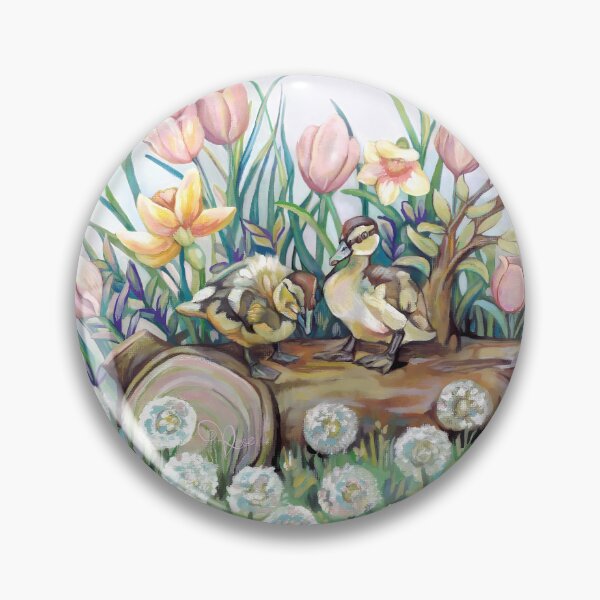 Item preview, daffodils and ducks - little ducklings illustration designed and sold by MeganRoseArt.