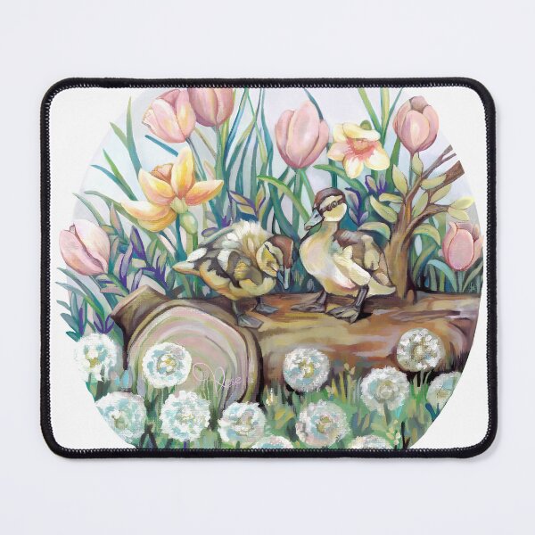 Item preview, daffodils and ducks - little ducklings illustration designed and sold by MeganRoseArt.