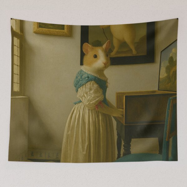 Item preview, Guinea Pig Woman at a Virginal (After Vermeer) designed and sold by gandolfwizard.