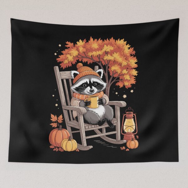 Item preview, Feral Girl Fall Raccoon Halloween Pumpkin Raccoon Autumn designed and sold by ValerieRodrigue.