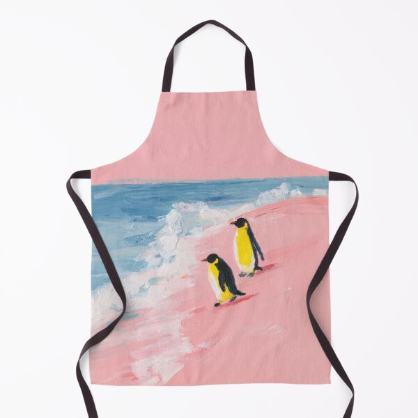 Item preview, Minimalist penguins on pink beach designed and sold by ArtHouseNiklas.