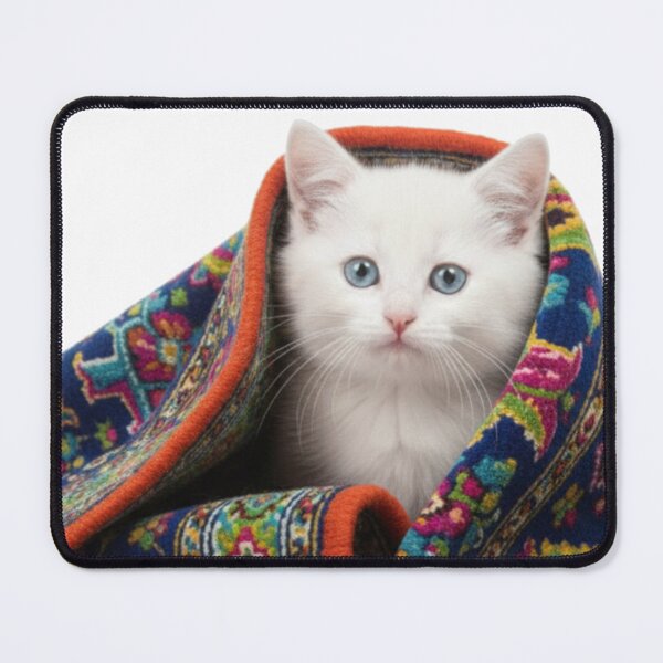 Item preview, Charming Moroccan Wool Rug - White Cat Hidden in Cozy Shag designed and sold by designwiss.