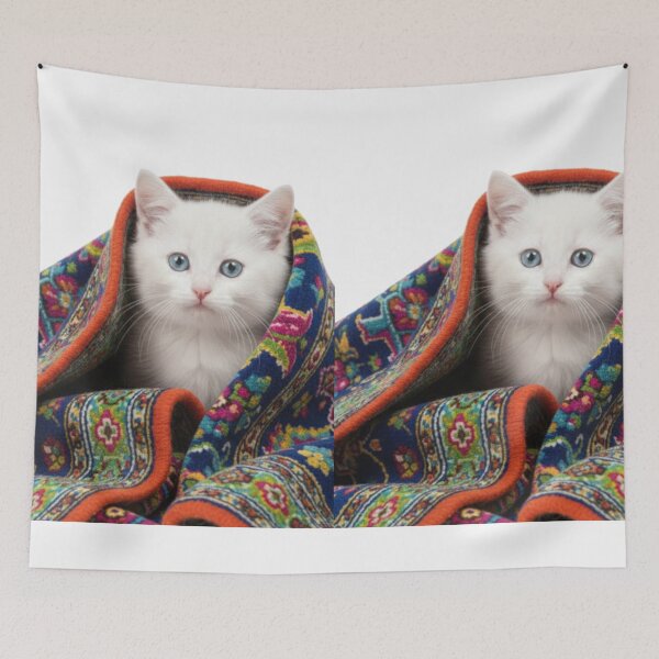 Item preview, Charming Moroccan Wool Rug - White Cat Hidden in Cozy Shag designed and sold by designwiss.