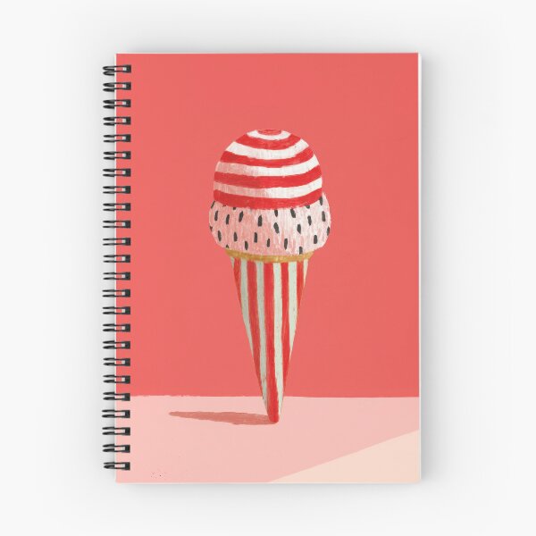 Item preview, Striped ice cream in red and white on pink designed and sold by ArtHouseNiklas.