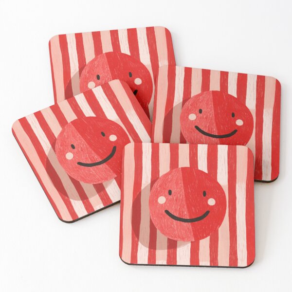 Item preview, Red smiley on red and white stripes designed and sold by ArtHouseNiklas.