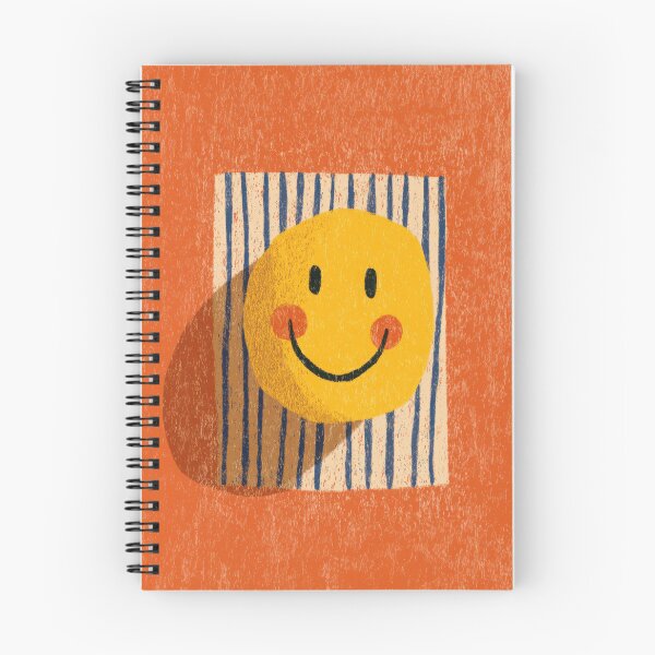 Item preview, Yellow smiley on orange-blue stripes designed and sold by ArtHouseNiklas.