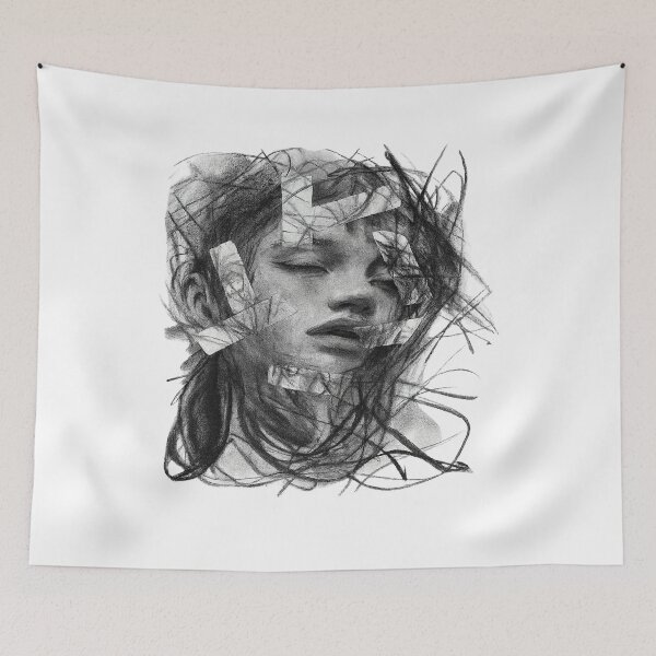 Item preview, Chaotic Beauty – Abstract Charcoal Portrait designed and sold by DovralThreads.