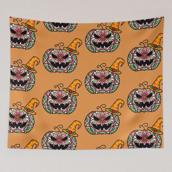 Item preview, Scary spooky halloween pumpkin evil haunted mandala art designed and sold by DivineMandala.