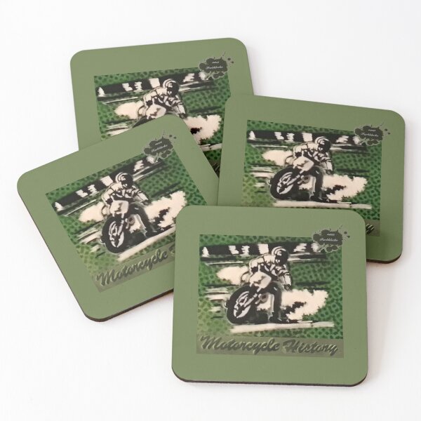 Item preview, Portrait of a vintage motorcycle racer in action designed and sold by marysfarbklecks.