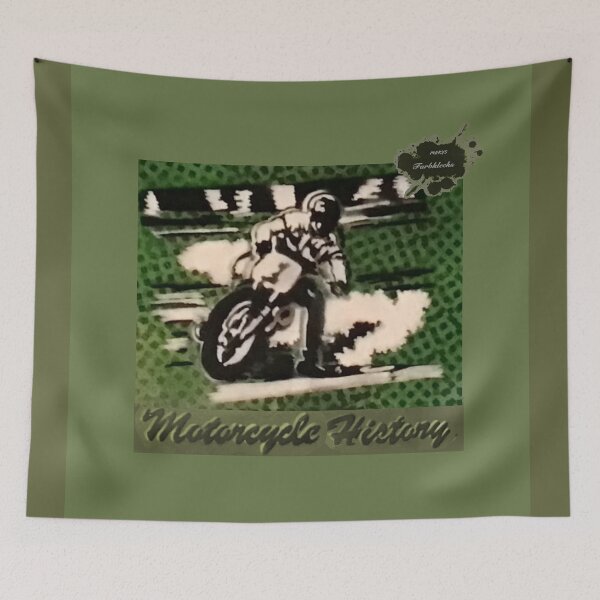 Item preview, Portrait of a vintage motorcycle racer in action designed and sold by marysfarbklecks.