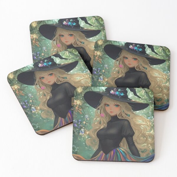 Item preview, Mystical Witch Girl in Enchanted Forest | Fantasy Halloween Artwork designed and sold by Linda Roisum.