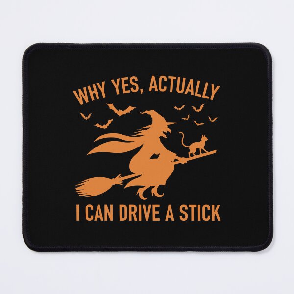 Item preview, Funny Halloween Witch Shirt – “Why Yes, I Can Drive a Stick” – Cute Witch and Cat Tee designed and sold by wabeen.