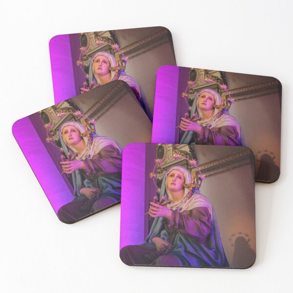 Item preview, Statue Of Virgin Mary With Halo And Star Ring Amid Purple Church Lighting designed and sold by Nmallia.
