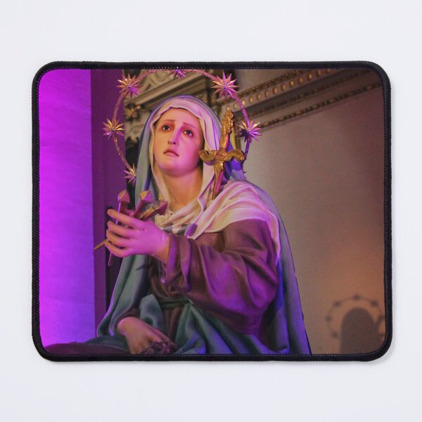 Item preview, Statue Of Virgin Mary With Halo And Star Ring Amid Purple Church Lighting designed and sold by Nmallia.
