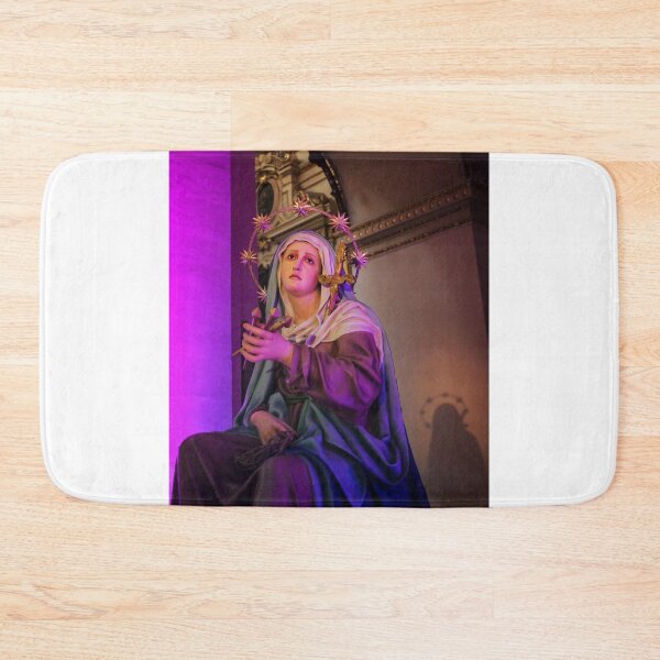 Item preview, Statue Of Virgin Mary With Halo And Star Ring Amid Purple Church Lighting designed and sold by Nmallia.
