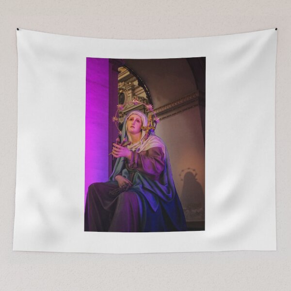 Item preview, Statue Of Virgin Mary With Halo And Star Ring Amid Purple Church Lighting designed and sold by Nmallia.
