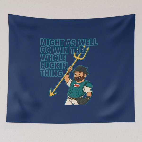 Item preview, Might As Well Go Win The Whole Thing – Baseball Raleigh Catcher Cartoon Design designed and sold by getpressedshirt.