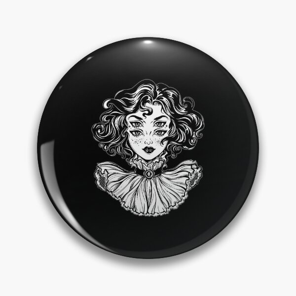 Item preview, Gothic witch 	 head portrait with curly hair and four eyes.  	 designed and sold by xxsoxcyfmbu6.