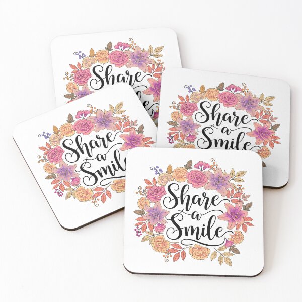 Item preview, Share a Smile - Floral Wreath - Inspirational Positive Quote designed and sold by AnAzArt.