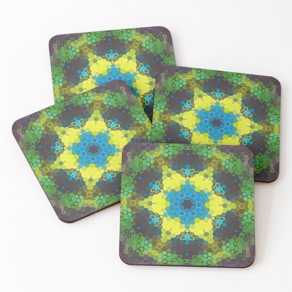 Item preview, Hex Mandala Green Yellow and Blue designed and sold by WormholeOrbital.