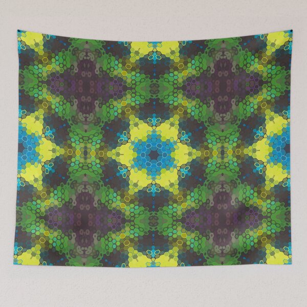 Item preview, Hex Mandala Green Yellow and Blue designed and sold by WormholeOrbital.
