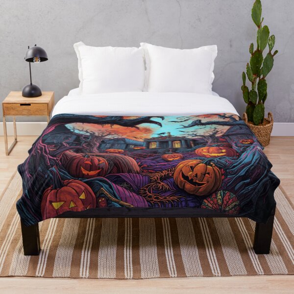 Item preview, Haunted House with Pumpkins – Spooky Halloween Art designed and sold by pixelandpine.