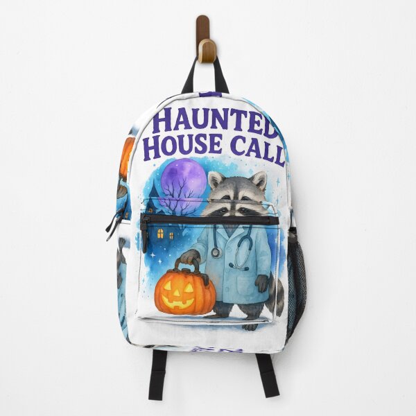 Item preview, Haunted House Call – Funny Halloween Raccoon Physician Art designed and sold by ClinicalHubs.