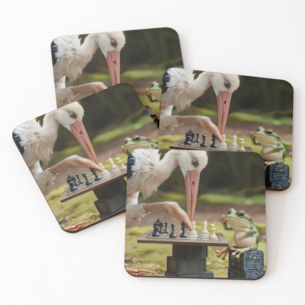 Item preview, Stork, frog and chess. designed and sold by MyHappyArtShop.