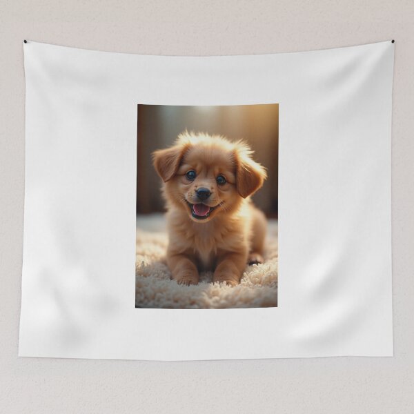 Item preview, Cute Puppy Smiling on a Carpet designed and sold by Fabrifrank.