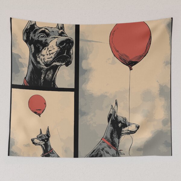 Item preview, Doberman and red balloon designed and sold by drizzd.