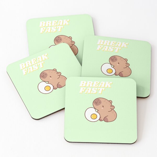 Item preview, Cute Capybara Eating Egg – Kawaii Animal Illustration “Lunch Time” designed and sold by Moon's Arts.