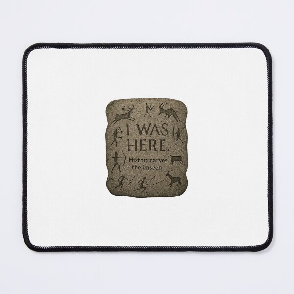 Item preview, “I Was Here” Ancient Stone Tablet – Petroglyph Hunters & Animals | Transparent PNG designed and sold by Aucia.