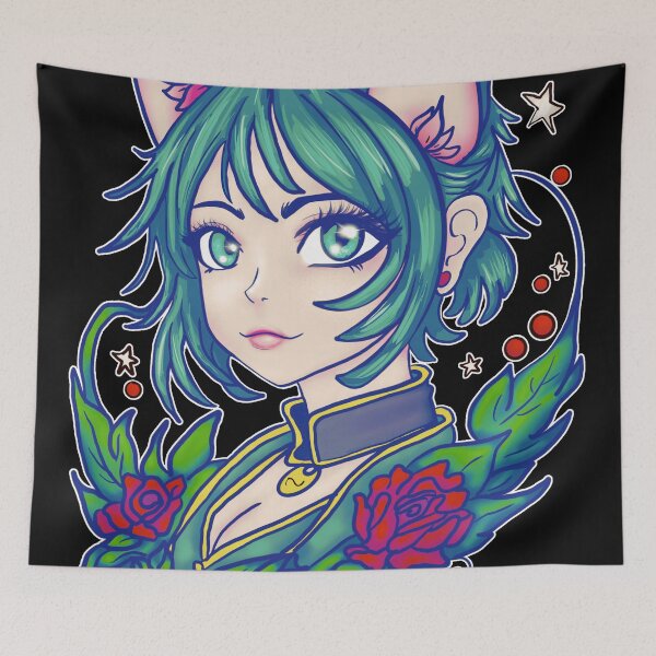 Item preview, Floral Feline Fantasy Green designed and sold by LARiozzi.