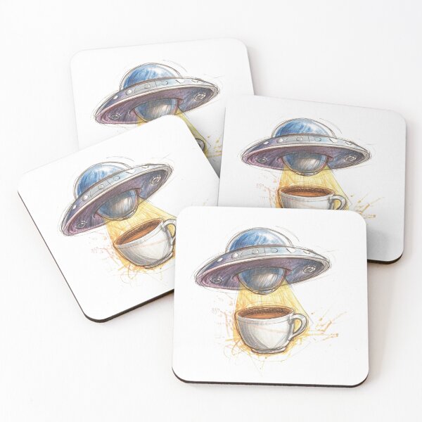 Item preview, UFO Coffee Abduction – Cosmic Morning Brew designed and sold by WovennDesigns.