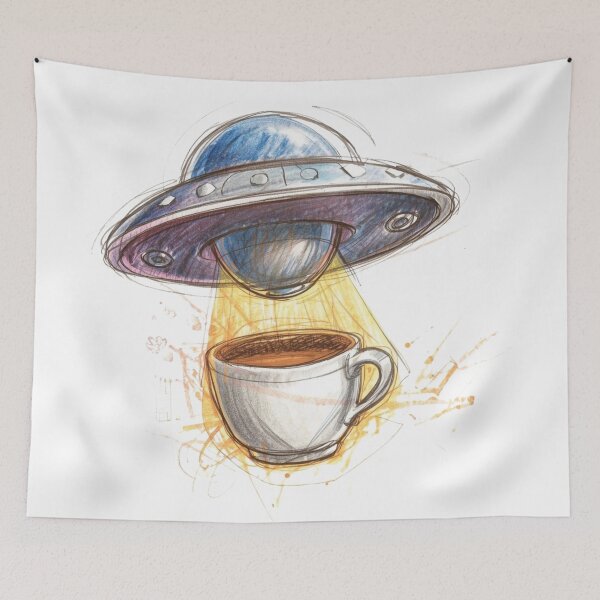 Item preview, UFO Coffee Abduction – Cosmic Morning Brew designed and sold by WovennDesigns.
