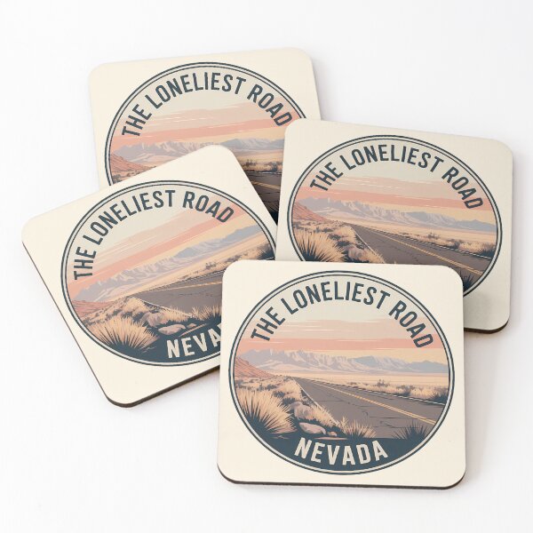 Item preview, The Loneliest Road Retro Sunset Badge – Nevada US Route 50 Sticker designed and sold by Horizon Tales.