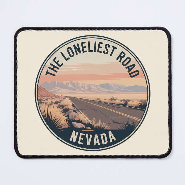 Item preview, The Loneliest Road Retro Sunset Badge – Nevada US Route 50 Sticker designed and sold by Horizon Tales.