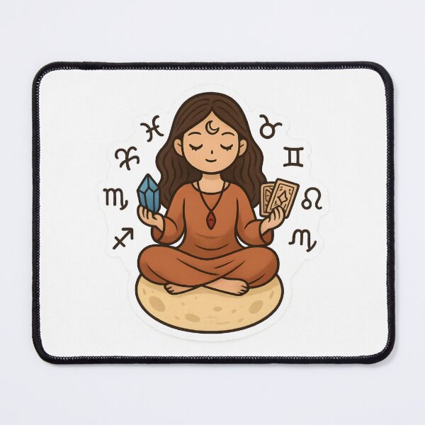 Item preview, Spiritual Girl on Moon – Crystals, Tarot & Astrology Symbols Kawaii Design designed and sold by OsasChild.