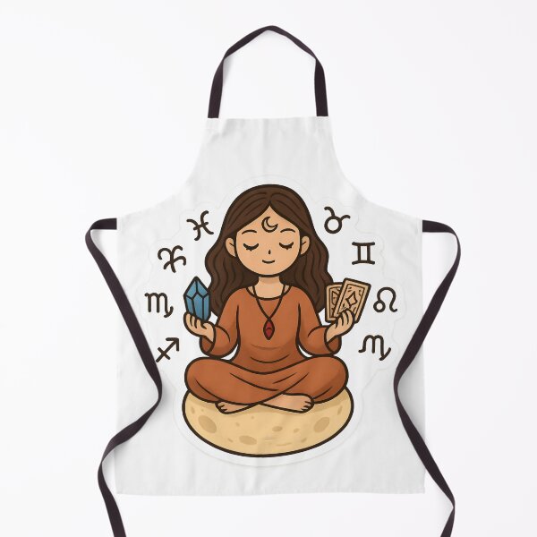 Item preview, Spiritual Girl on Moon – Crystals, Tarot & Astrology Symbols Kawaii Design designed and sold by OsasChild.