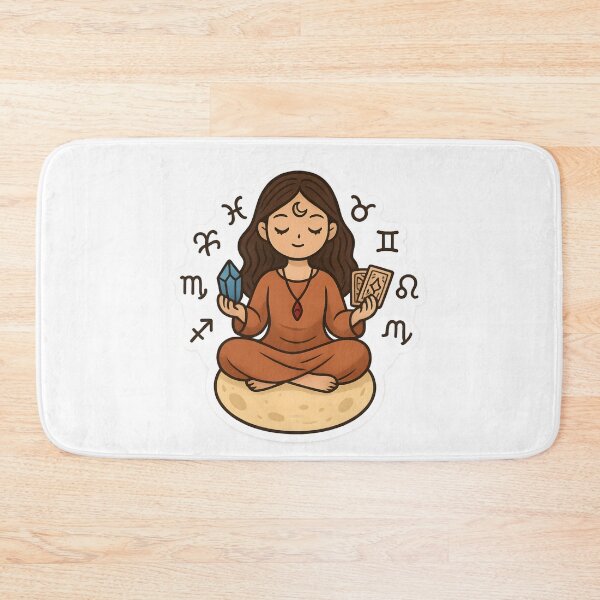 Item preview, Spiritual Girl on Moon – Crystals, Tarot & Astrology Symbols Kawaii Design designed and sold by OsasChild.