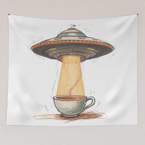 Item preview, Retro UFO Coffee – Cosmic Abduction Art designed and sold by WovennDesigns.