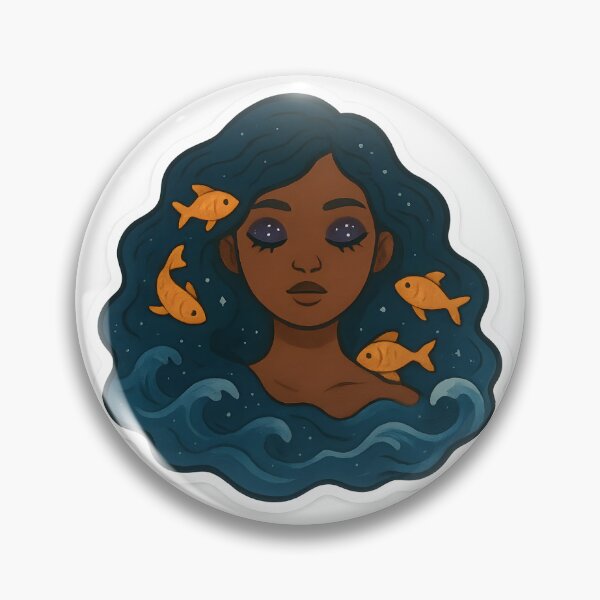 Item preview, Cosmic Ocean Goddess – Black Woman with Universe Eyes & Magical Fishes designed and sold by OsasChild.