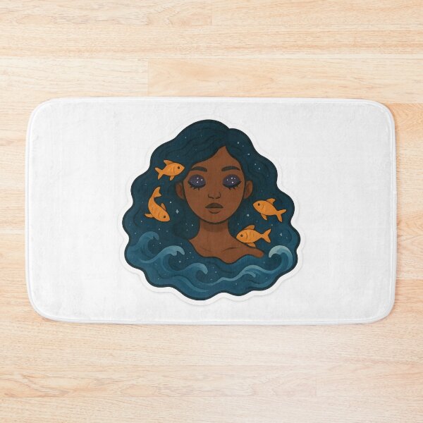 Item preview, Cosmic Ocean Goddess – Black Woman with Universe Eyes & Magical Fishes designed and sold by OsasChild.