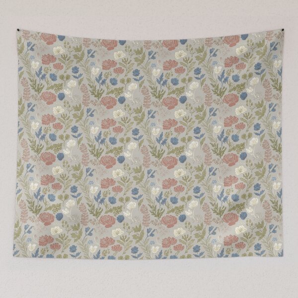 Item preview, Delicate Line Art Floral Pattern on Beige designed and sold by HolmeProud.
