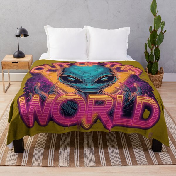Item preview, Alien Out of This World – Retro Synthwave Neon Sci-Fi Design designed and sold by WovennDesigns.