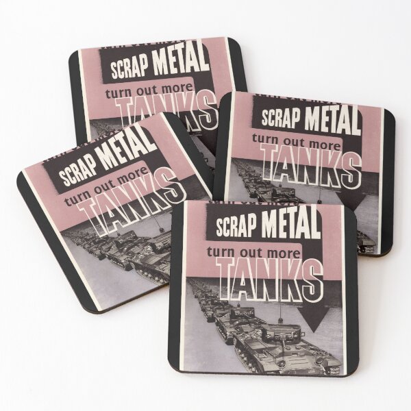 Item preview, Vintage WWII Propaganda Poster | Scrap Metal to Tanks Art | Historical War Effort Print | Bold Typography & Strong Imagery designed and sold by artofuniverse.