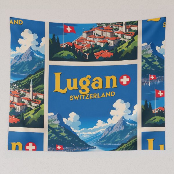 Item preview, Lugano Switzerland 1950s Vintage Travel Tourism designed and sold by TravelersGems.