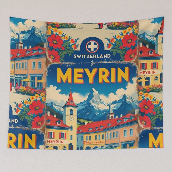 Item preview, Meyrin Switzerland 1950s Vintage Travel Tourism designed and sold by TravelersGems.