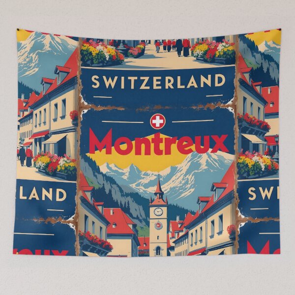 Item preview, Montreux Switzerland 1950s Vintage Travel Tourism designed and sold by TravelersGems.